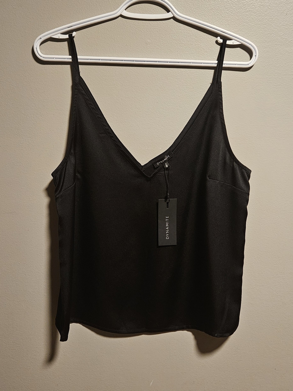 Dynamite Black Satin V-Neck Slip Camisole
